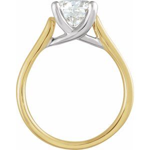 14K Yellow & White Gold 6.5 mm Round Engagement Ring. 121325:100007:P