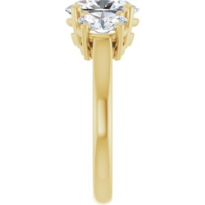 14K Yellow Gold 9x7 mm Oval Three-Stone Engagement Ring. 127135:901:P