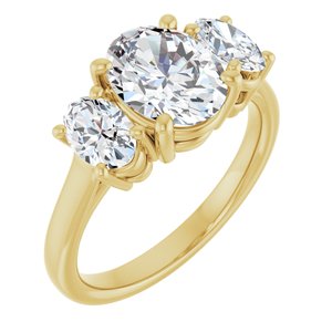 14K Yellow Gold 9x7 mm Oval Three-Stone Engagement Ring. 127135:901:P