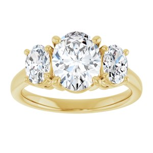 14K Yellow Gold 9x7 mm Oval Three-Stone Engagement Ring. 127135:901:P