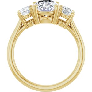 14K Yellow Gold 9x7 mm Oval Three-Stone Engagement Ring. 127135:901:P