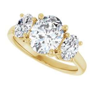 14K Yellow Gold 9x7 mm Oval Three-Stone Engagement Ring. 127135:901:P