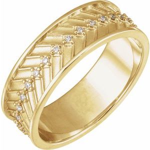 14K Yellow Gold 1/5 CTW Diamond Men's Accented Band. 126884:250:P