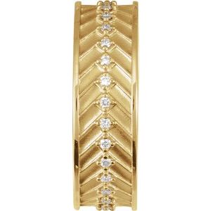 14K Yellow Gold 1/5 CTW Diamond Men's Accented Band. 126884:250:P