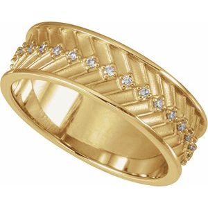 14K Yellow Gold 1/5 CTW Diamond Men's Accented Band. 126884:250:P