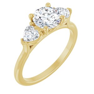 14K Yellow Gold 6.5 mm Round 3/8 CTW Diamond Three-Stone Engagement Ring. 127041:189:P