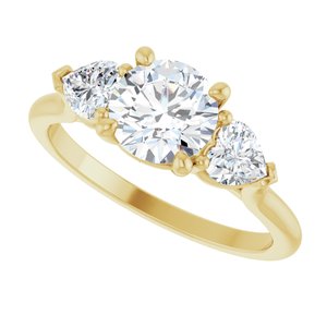 14K Yellow Gold 6.5 mm Round 3/8 CTW Diamond Three-Stone Engagement Ring. 127041:189:P