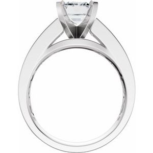 14K White Gold 8x6 mm Emerald 1/3 CTW Diamond Accented Engagement Ring. 689445:601:P