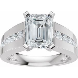 14K White Gold 8x6 mm Emerald 1/3 CTW Diamond Accented Engagement Ring. 689445:601:P