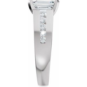 14K White Gold 8x6 mm Emerald 1/3 CTW Diamond Accented Engagement Ring. 689445:601:P