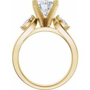 14K Yellow Gold 8 mm Round 1/4 CTW Diamond Three-Stone Engagement Ring. 689439:733:P