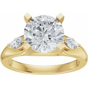 14K Yellow Gold 8 mm Round 1/4 CTW Diamond Three-Stone Engagement Ring. 689439:733:P