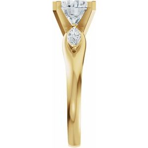 14K Yellow Gold 8 mm Round 1/4 CTW Diamond Three-Stone Engagement Ring. 689439:733:P