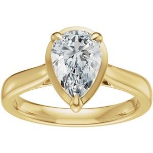 14K Yellow Gold 9x6 mm Pear Engagement Ring. 689419:642:P