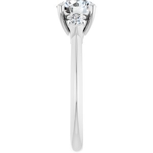 14K White Gold 6.5 mm Round Three-Stone Engagement Ring. 127092:1719:P