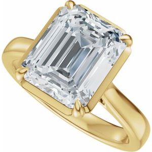 14K Yellow Gold 9x7 mm Emerald Solitaire Engagement Ring. 689419:678:P