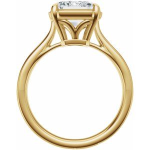14K Yellow Gold 9x7 mm Emerald Solitaire Engagement Ring. 689419:678:P