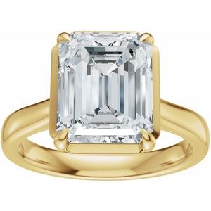14K Yellow Gold 9x7 mm Emerald Solitaire Engagement Ring. 689419:678:P