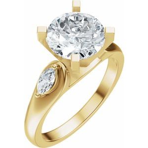 14K Yellow Gold 8 mm Round 1/4 CTW Diamond Three-Stone Engagement Ring. 689439:733:P