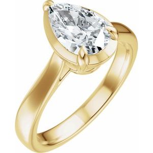 14K Yellow Gold 9x6 mm Pear Engagement Ring. 689419:642:P