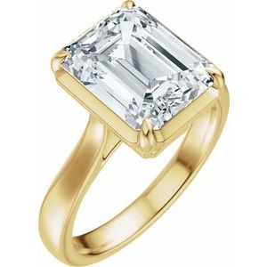 14K Yellow Gold 9x7 mm Emerald Solitaire Engagement Ring. 689419:678:P