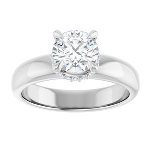 14K White Gold 6.5 mm Round Hidden Halo-Style Engagement Ring. 127042:1005:P