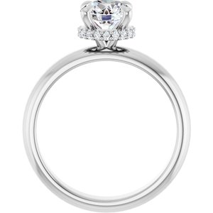 14K White Gold 6.5 mm Round Hidden Halo-Style Engagement Ring. 127042:1005:P