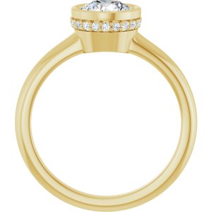 14K Yellow Gold 6.5 mm Round Bezel-Set Hidden Halo-Style Accented Engagement Ring. 127046:751:P