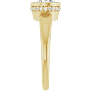 14K Yellow Gold 6.5 mm Round Bezel-Set Hidden Halo-Style Accented Engagement Ring. 127046:751:P