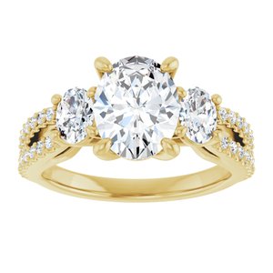 14K Yellow Gold 9x7 mm Oval 3/4 CTW Diamond Three-Stone Accented Engagement Ring 127128:160:P