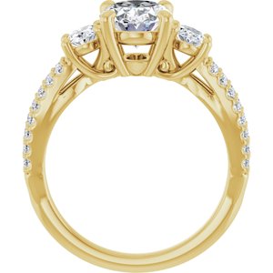 14K Yellow Gold 9x7 mm Oval 3/4 CTW Diamond Three-Stone Accented Engagement Ring 127128:160:P