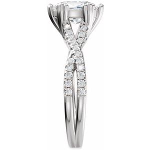 14K White Gold 8x8 mm Cushion 1/5 CTW Diamond Accented Engagement Ring. 689417:631:P