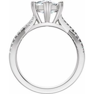 14K White Gold 8x8 mm Cushion 1/5 CTW Diamond Accented Engagement Ring. 689417:631:P