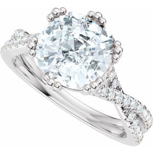 14K White Gold 8x8 mm Cushion 1/5 CTW Diamond Accented Engagement Ring. 689417:631:P