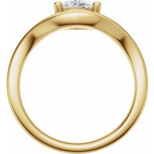 14K Yellow Gold 8x6 mm Pear Solitaire Asymmetric Engagement Ring. 689434:600:P