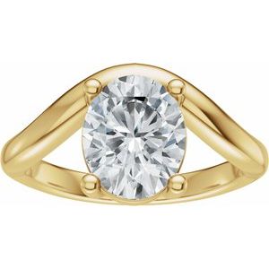 14K Yellow Gold 9x7 mm Oval Engagement Ring. 689434:609:P