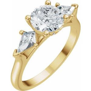 14K Yellow Gold 8 mm Round 7/8 CTW Diamond Three-Stone Engagement Ring. 689470:LG700:P