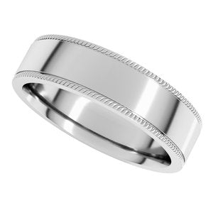 14K White Gold 6 mm Rope Edge Comfort-Fit Flat Band. RPIR10:1436:P