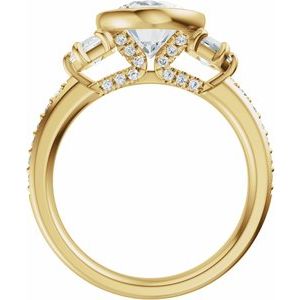 14K Yellow Gold 10x8 mm Oval 1 1/8 CTW Diamond Three-Stone Accented Bezel-Set Engagement Ring 689468:LG712:P