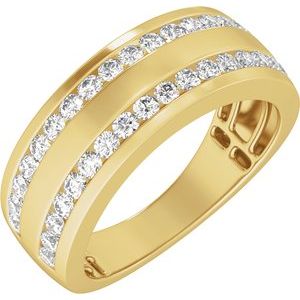 14K Yellow Gold 3/4 CTW Diamond Tapered Men's Band. 689399:601:P
