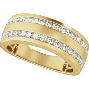 14K Yellow Gold 3/4 CTW Diamond Tapered Men's Band. 689399:601:P