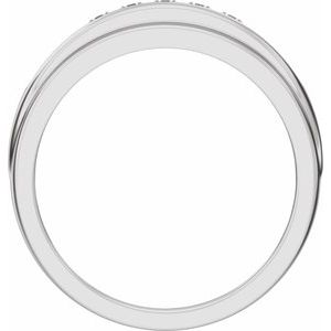 14K White Gold 1/2 CTW Diamond Stepped-Edge Tapered Men's Band. 689397:600:P