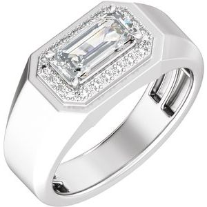 14K White Gold 1 3/4 CTW Diamond Halo-Style Men's Band. 689400:LG700:P