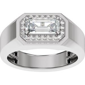 14K White Gold 1 3/4 CTW Diamond Halo-Style Men's Band. 689400:LG700:P