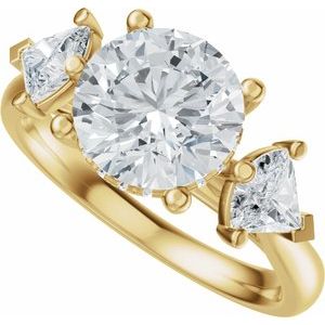 14K Yellow Gold 8 mm Round 5/8 CTW Diamond Three-Stone Hidden Halo-Style Engagement Ring. 689469:LG707:P