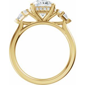 14K Yellow Gold 8 mm Round 5/8 CTW Diamond Three-Stone Hidden Halo-Style Engagement Ring. 689469:LG707:P