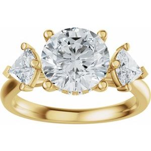 14K Yellow Gold 8 mm Round 5/8 CTW Diamond Three-Stone Hidden Halo-Style Engagement Ring. 689469:LG707:P
