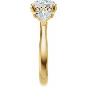 14K Yellow Gold 8 mm Round 5/8 CTW Diamond Three-Stone Hidden Halo-Style Engagement Ring. 689469:LG707:P