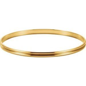 14K Yellow Gold 4 mm Grooved Bangle Bracelet