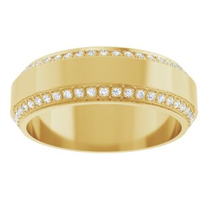 14K Yellow Gold 7 mm Beveled-Edge Flat Men's Band . 126525:236:P